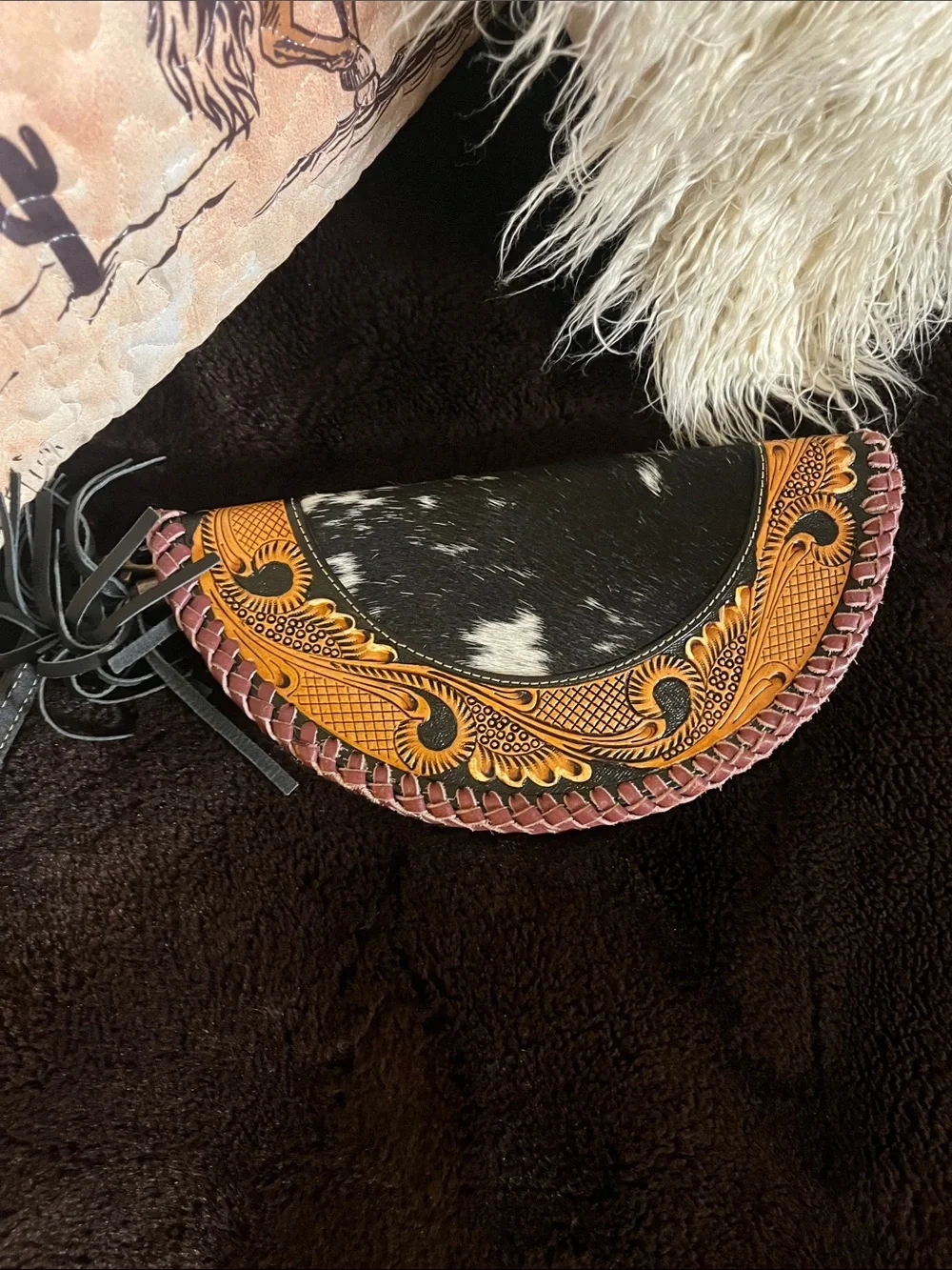 Cowhide taco wallet/wristlet